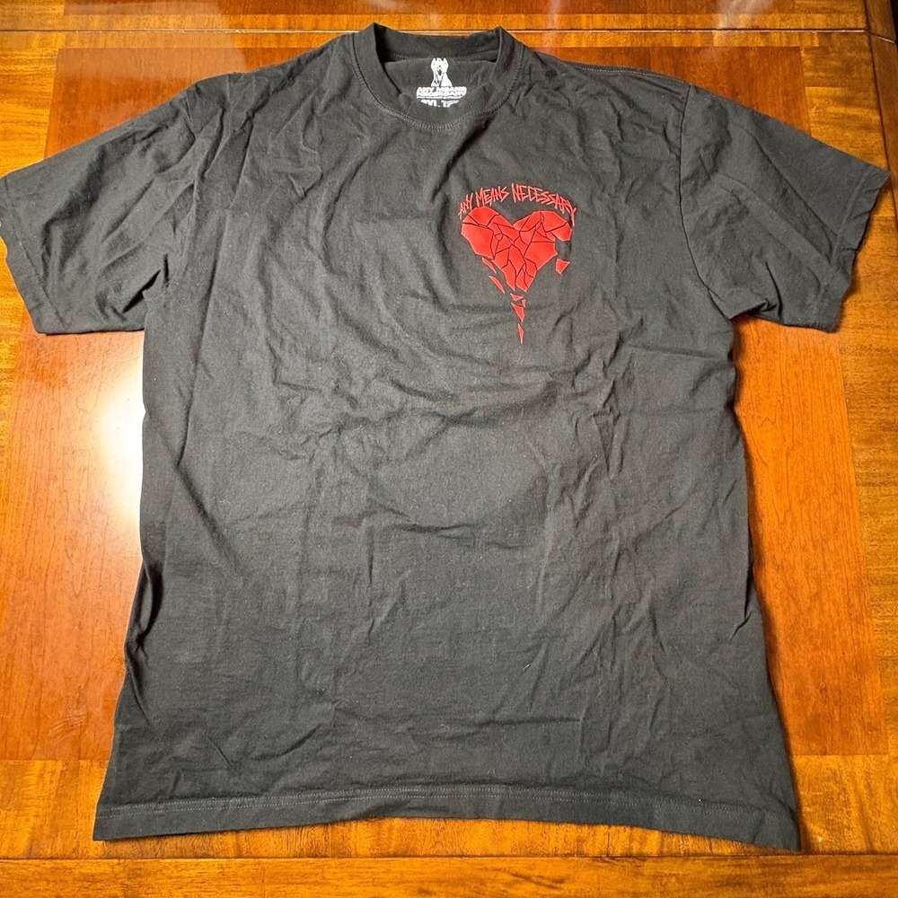 Any Means Necessary Broken Heart Graphic T-Shirt Black 2XL